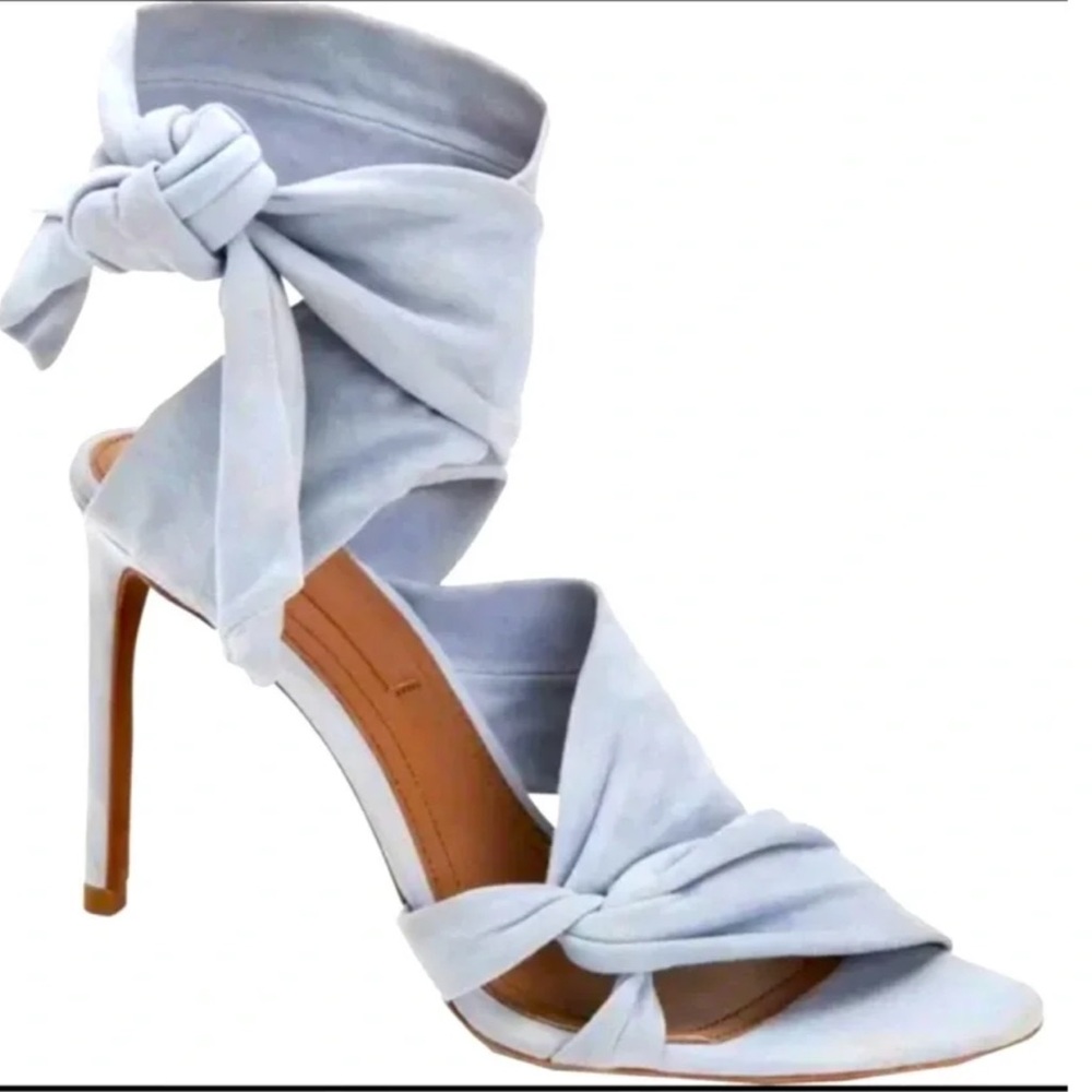 BCBGMAXAZRIA Women's Blush Suede Wrap Sandals